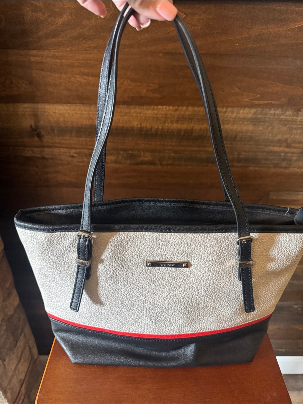 Nine West Black, White and Red Tote